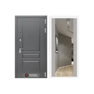 Входная дверь labirint Платинум с Зеркалом Максимум Грей софт
